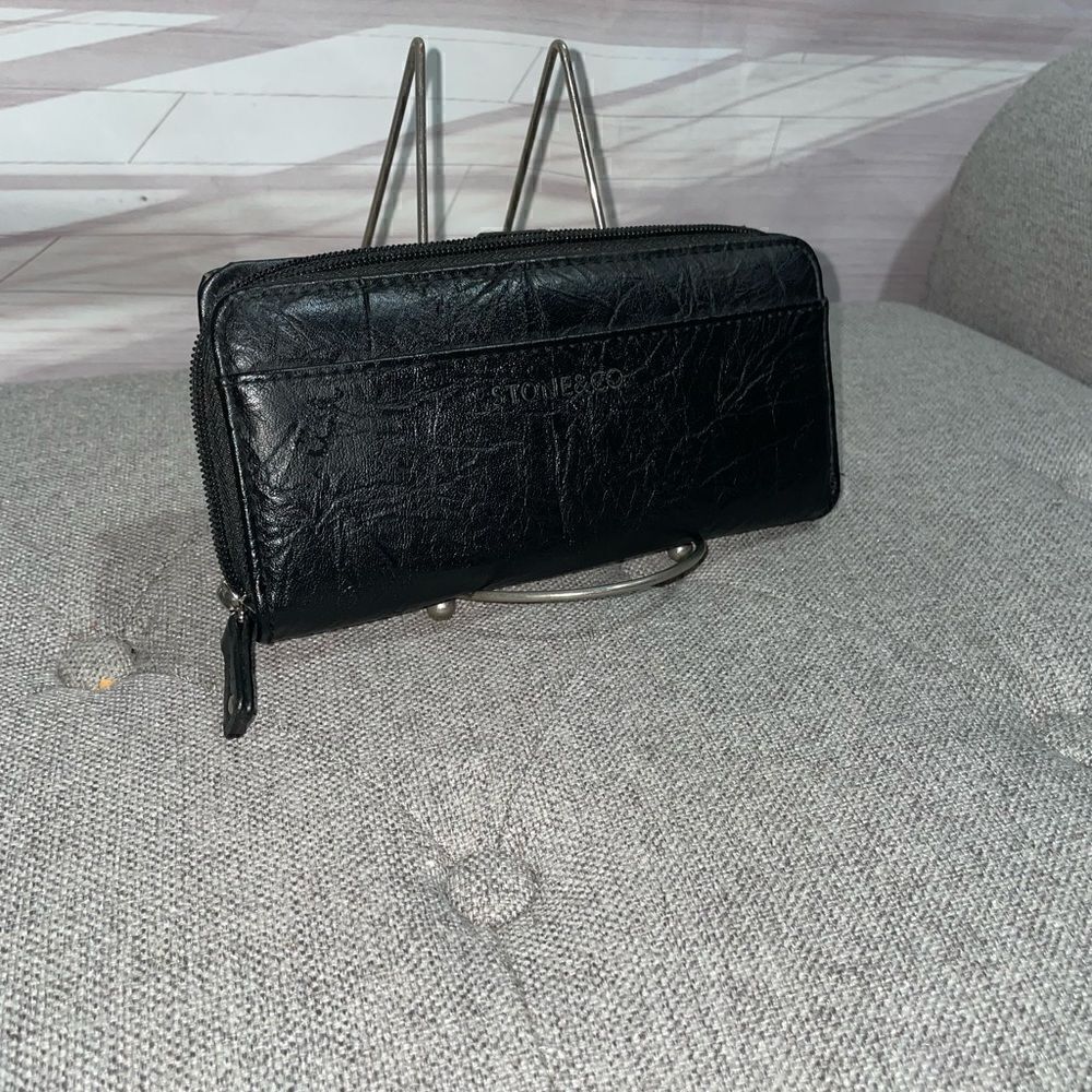 NEW Stone & Co Leather Clutch Wallet Black